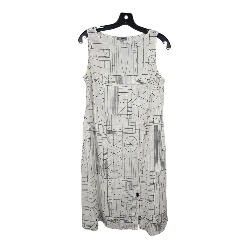 Habitat Linen Cotton‎ Dress Women's XS Black White Lagenlook Artsy Art-to-wear